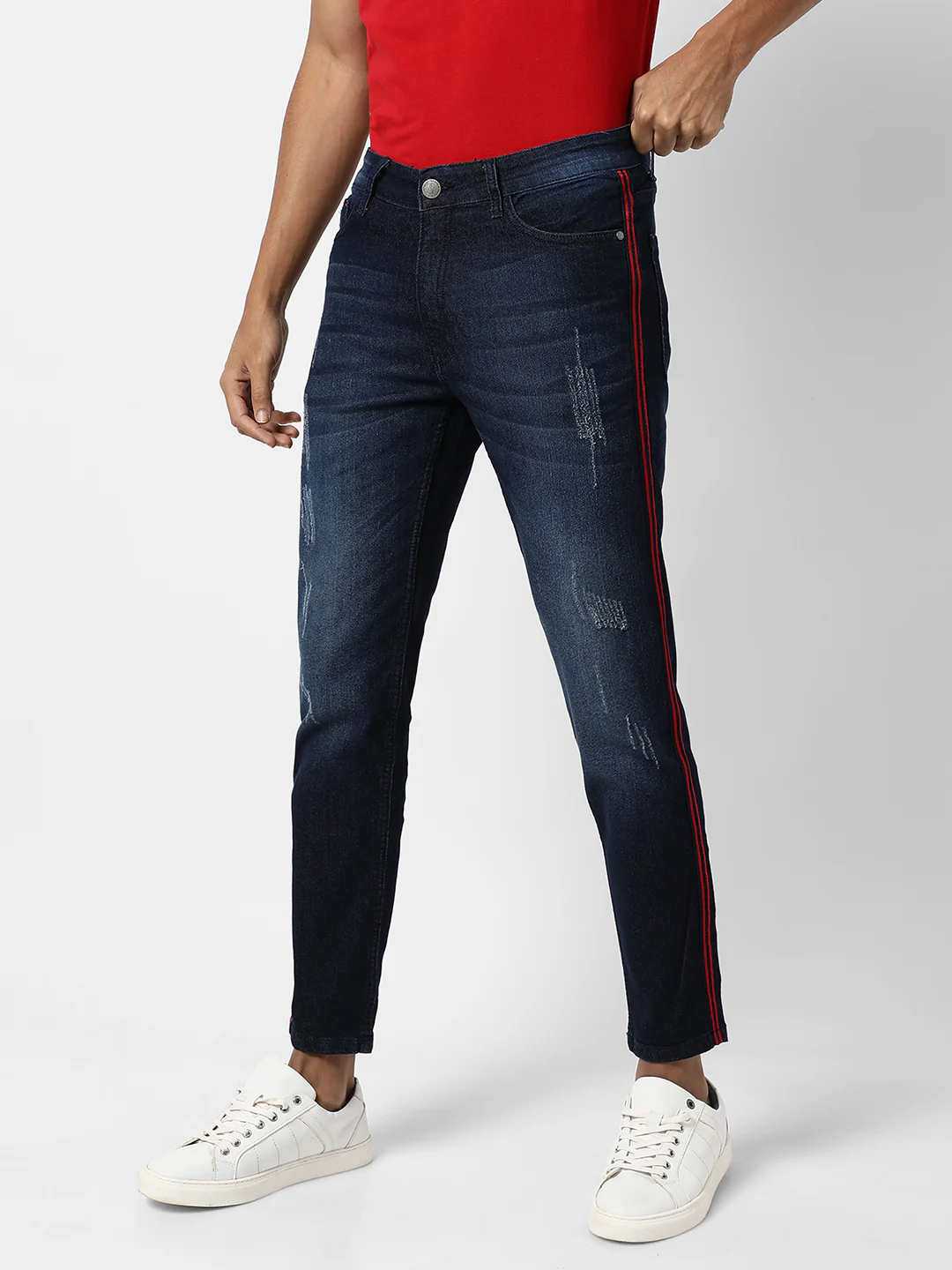 Pencil Side-Striped Denim Jeans - Image 3