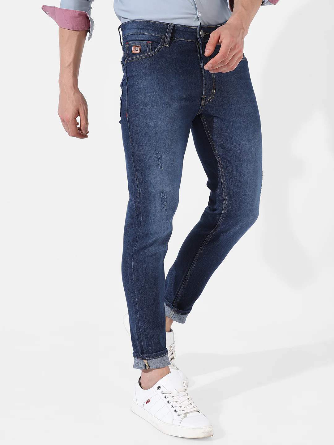 Rolled Hem Denim Jeans - Image 3