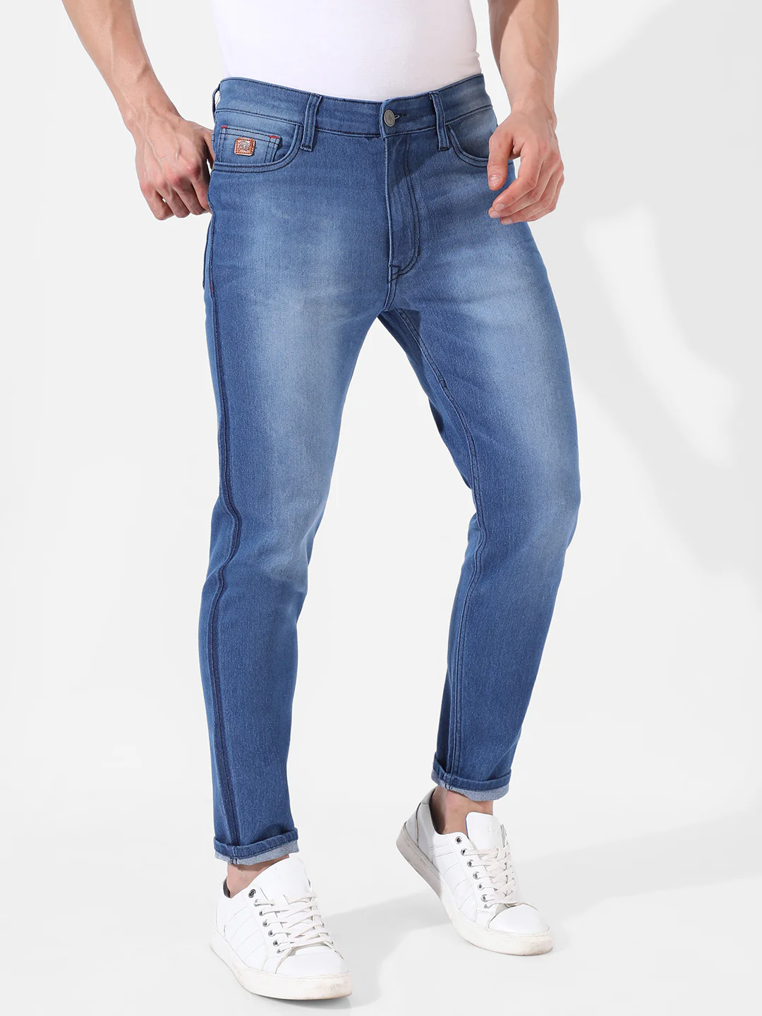 Contrast Side Wash Denim Jeans - Image 3