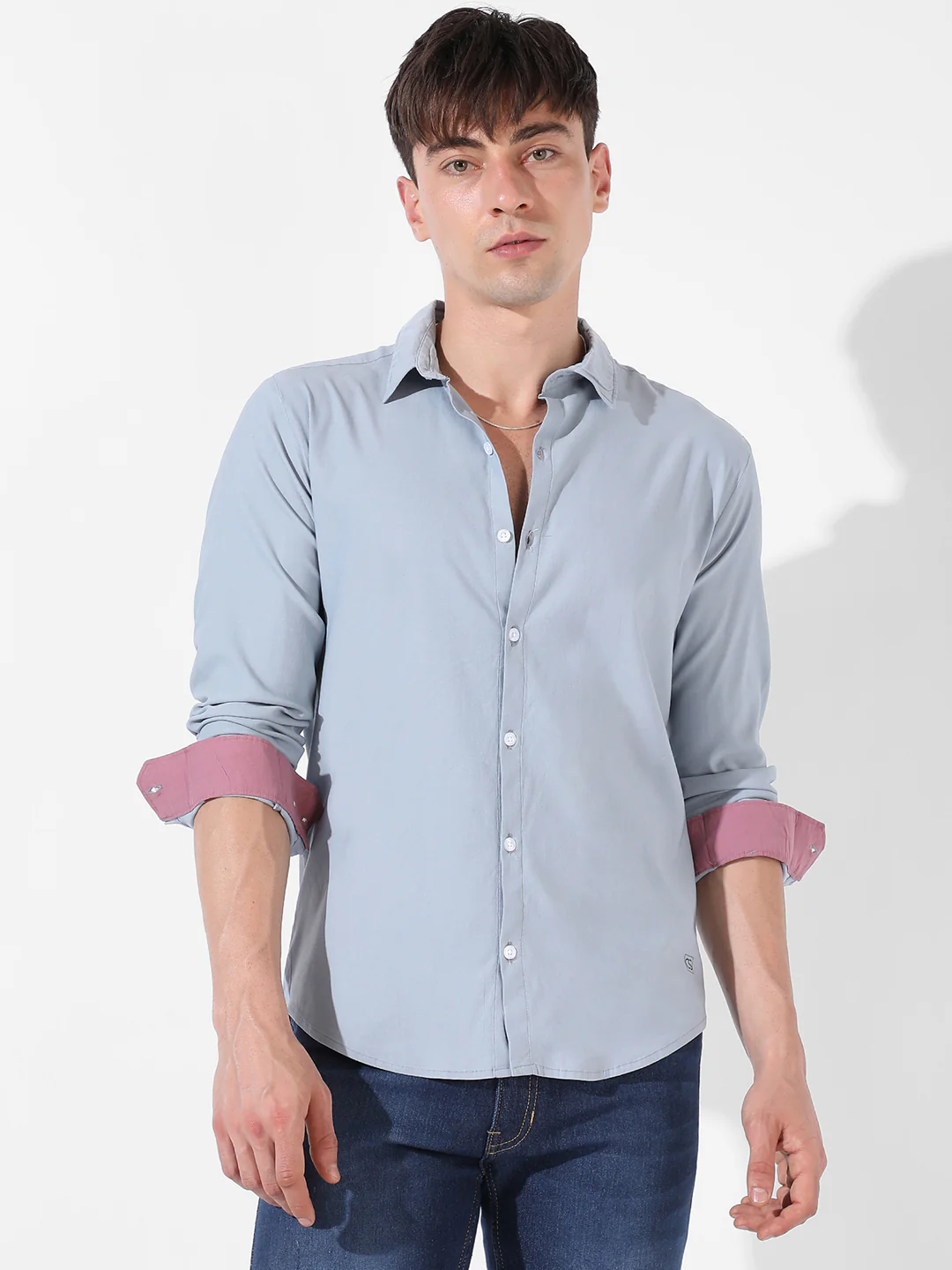 Blue Button Down Casual Shirt - Image 2