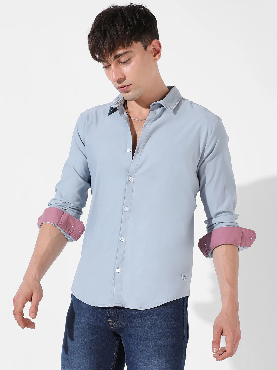 Blue Button Down Casual Shirt - Image 3