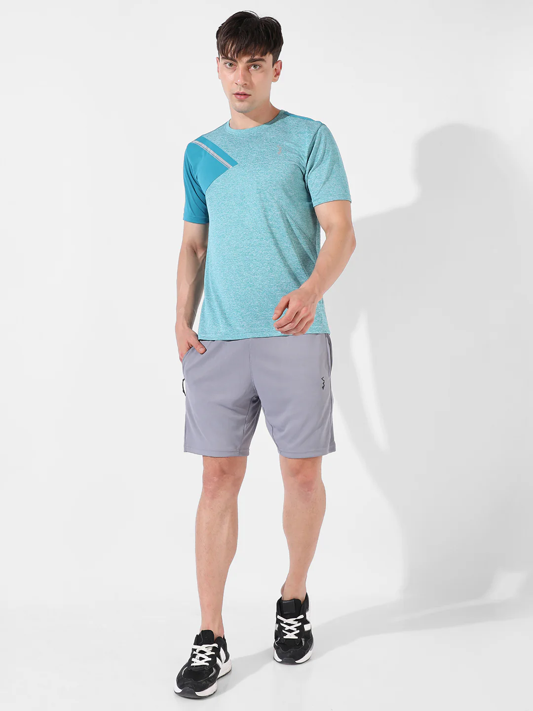 Contrast Heathered Activewear T-Shirt - Image 5