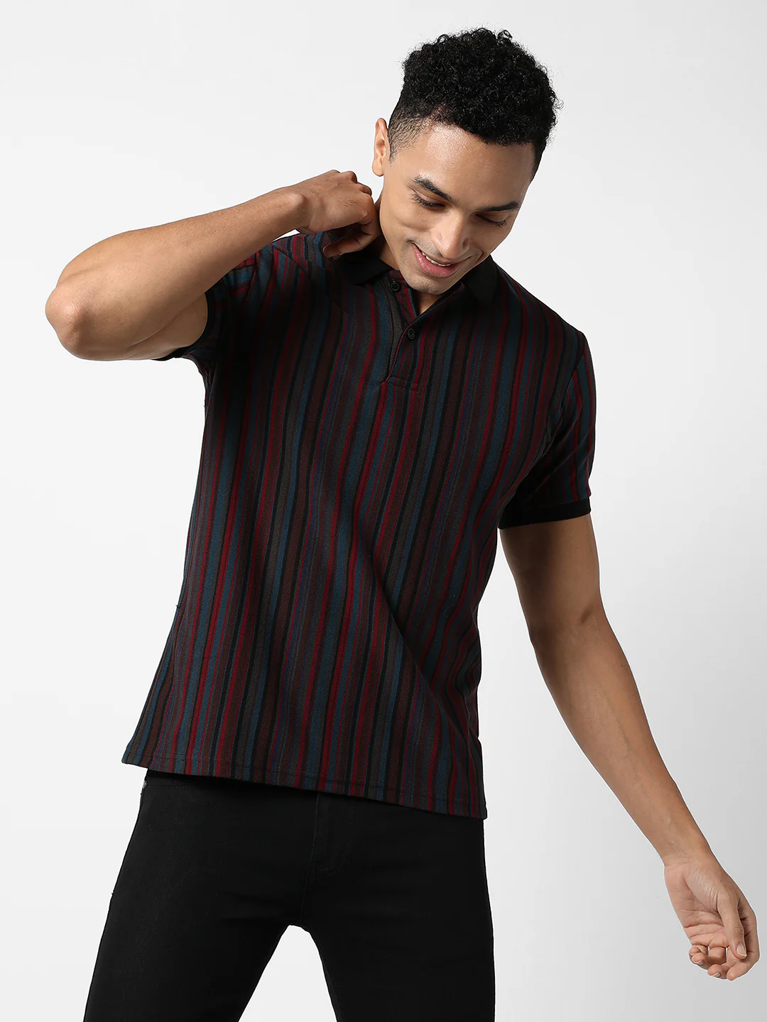 Candy Striped Polo T-Shirt - Image 3