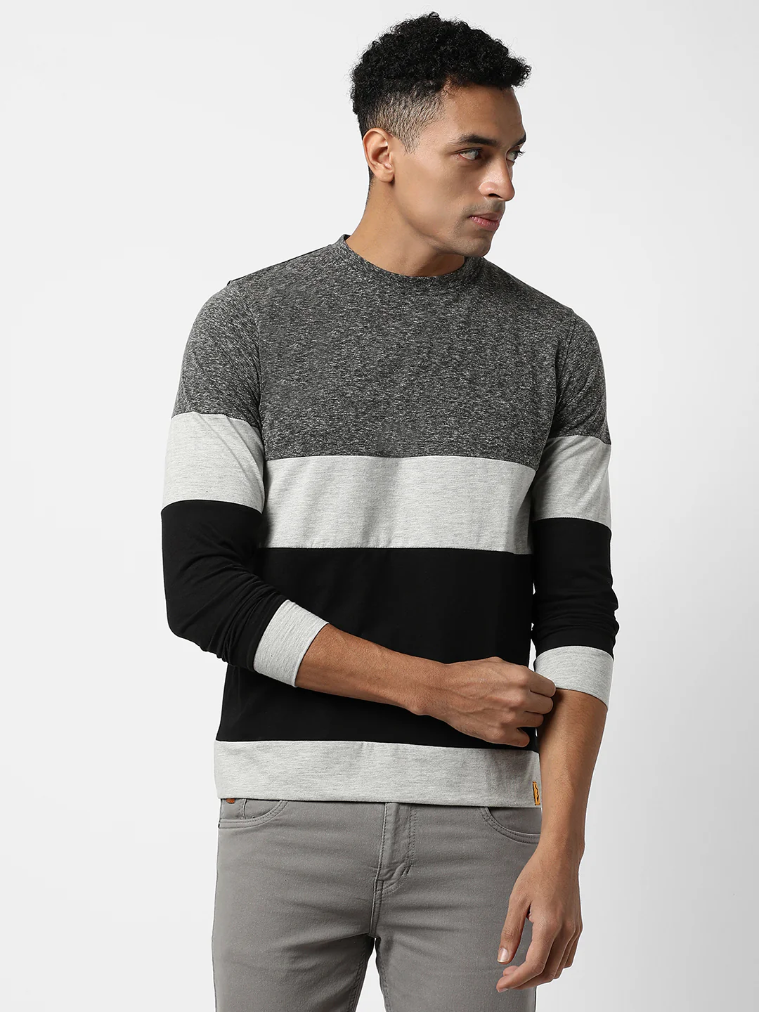 Heathered Horizontal Striped T-Shirt - Image 2