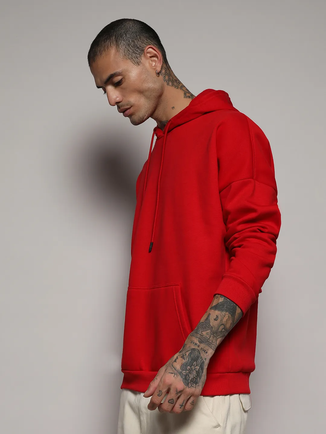 Oversized Basic Hoodie With Kangaroo Pocket - Image 3