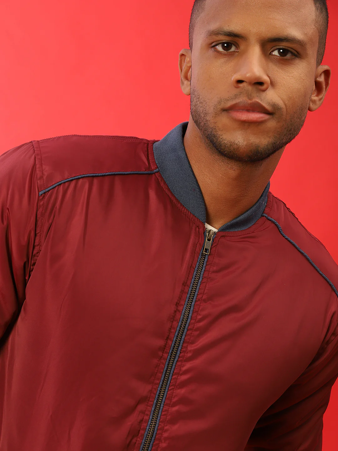 Zip-Front Puffer Jacket With Contrast Piping - Image 6