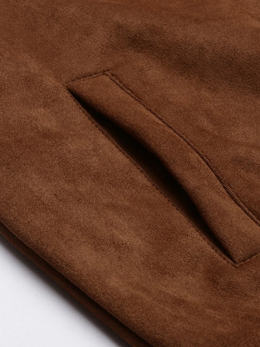 Fur-Lined Suede Bomber Jacket - Image 19