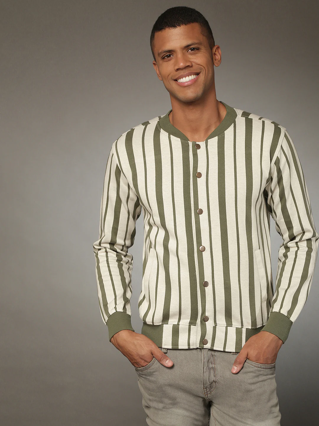 Striped Casual Jacket - Image 2