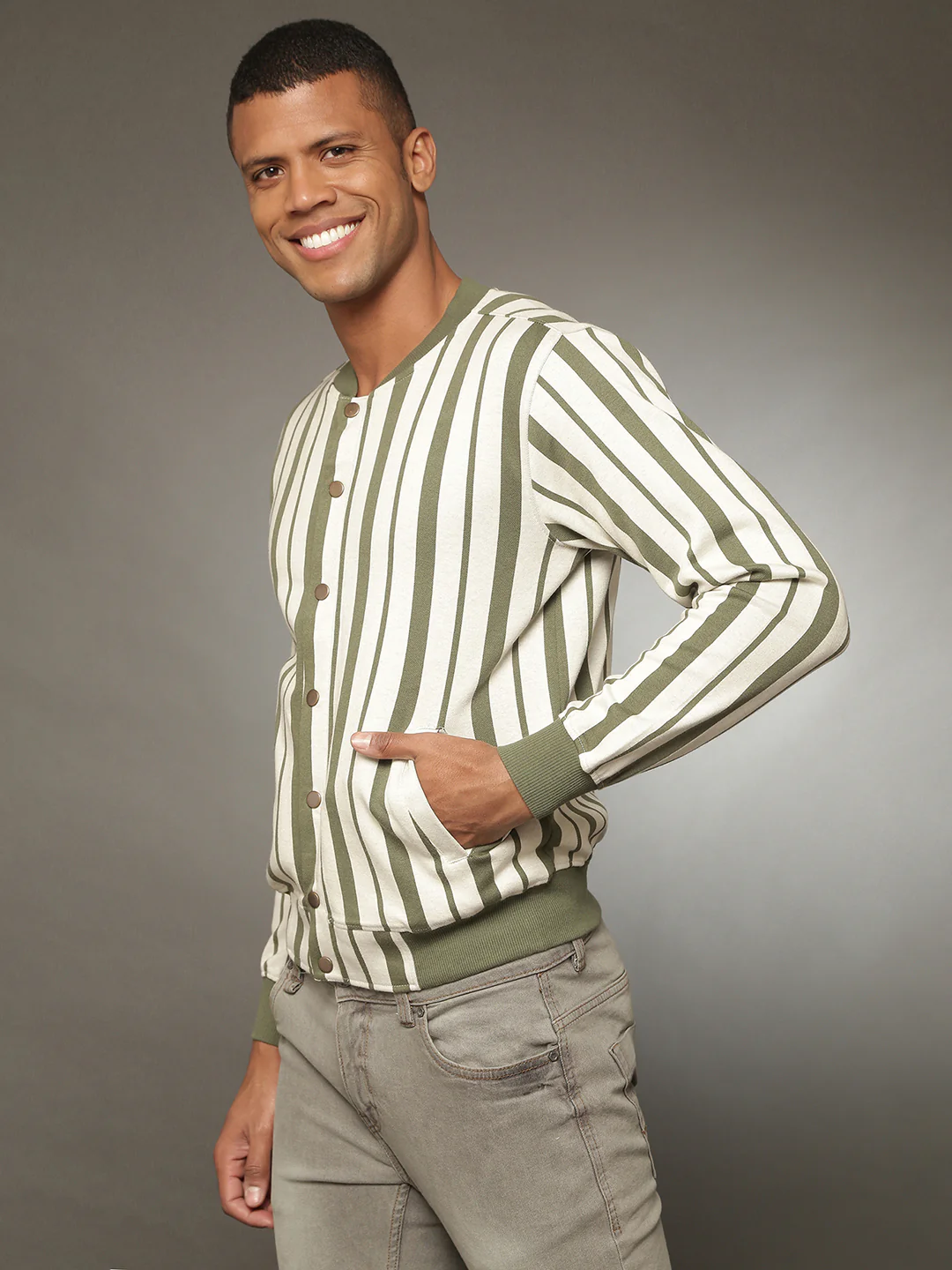 Striped Casual Jacket - Image 3