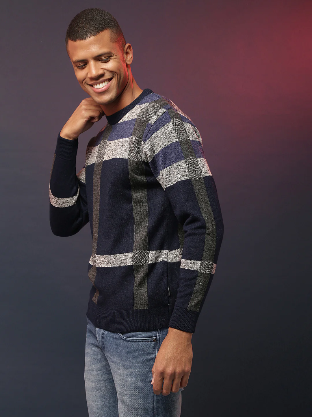 Heathered Contrast Panel Pullover Sweater - Image 3
