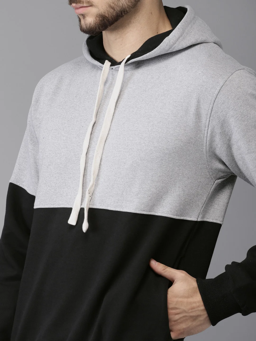 Pullover Hoodie With Ribbed Hem - Image 5