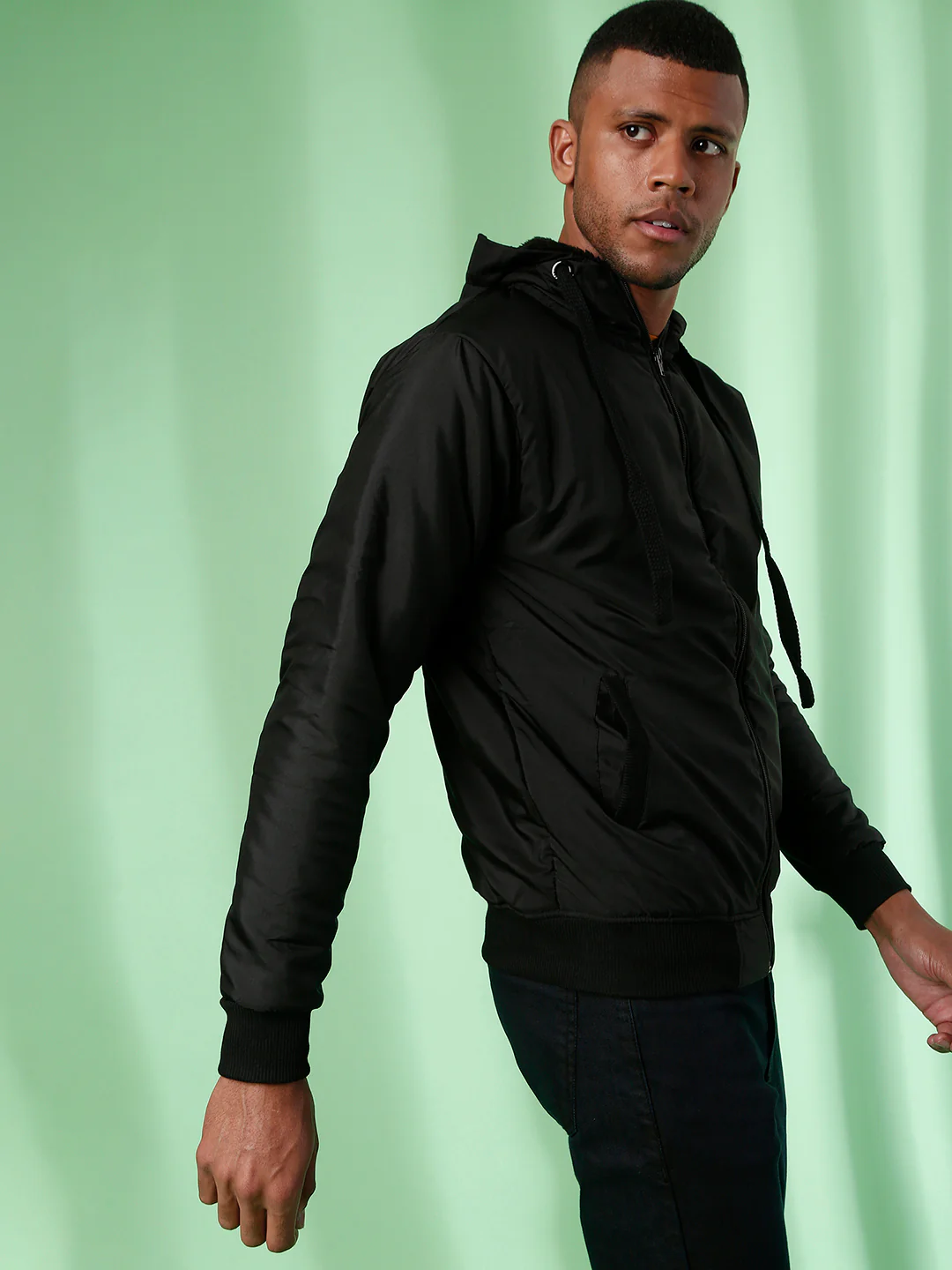 Zip-Front Jacket With Ribbed Hem - Image 3