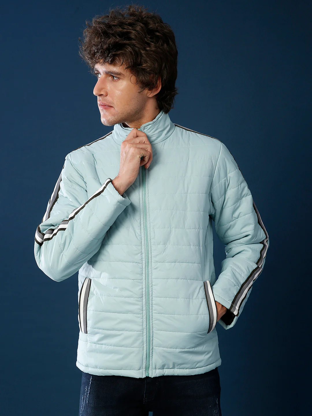 High Neck Quilted Jacket - Image 2