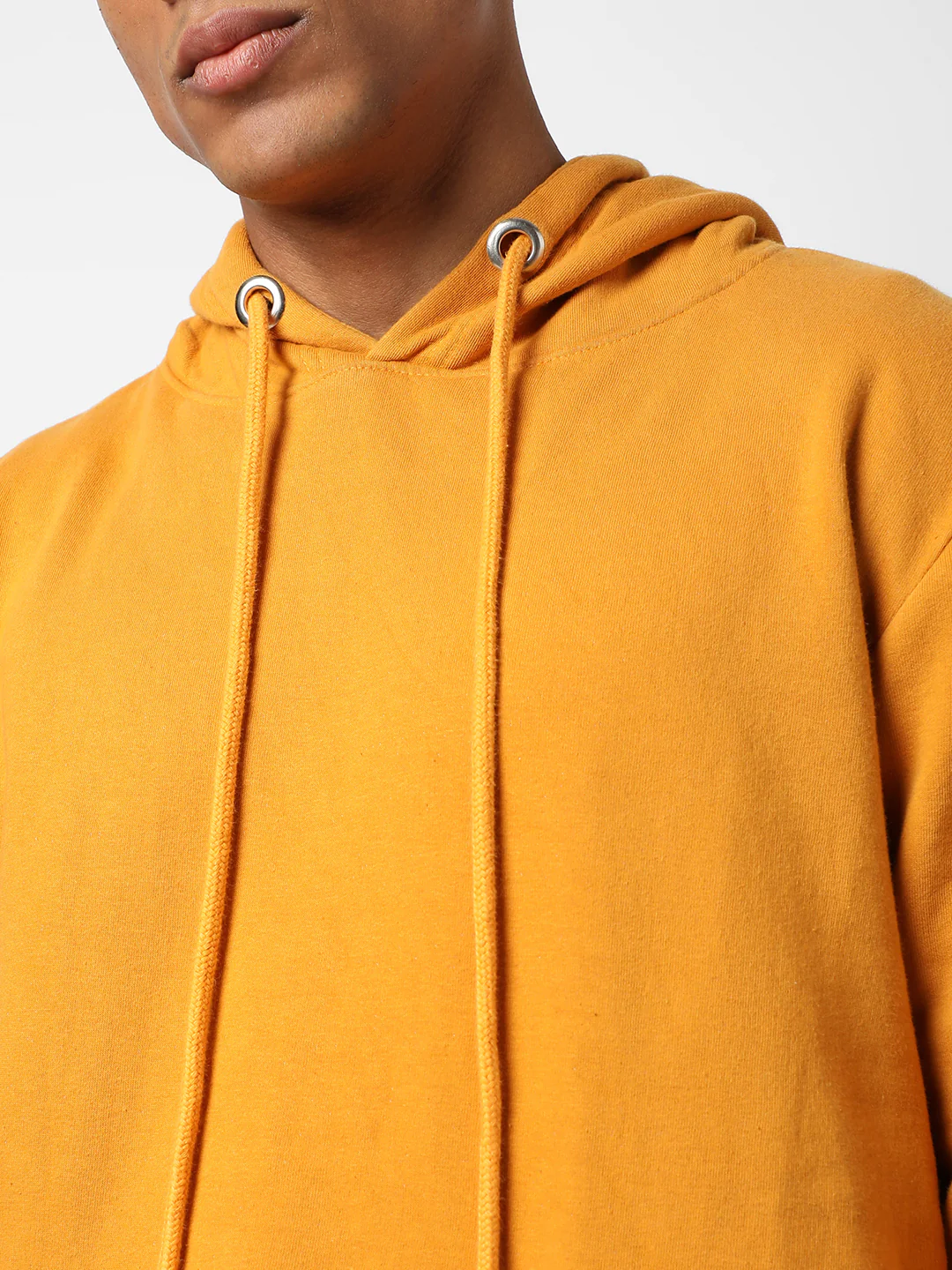 Cotton Mustard Yellow Full Sleeve Sweatshirt With Hoodie Regular Relaxed Fit - Image 7