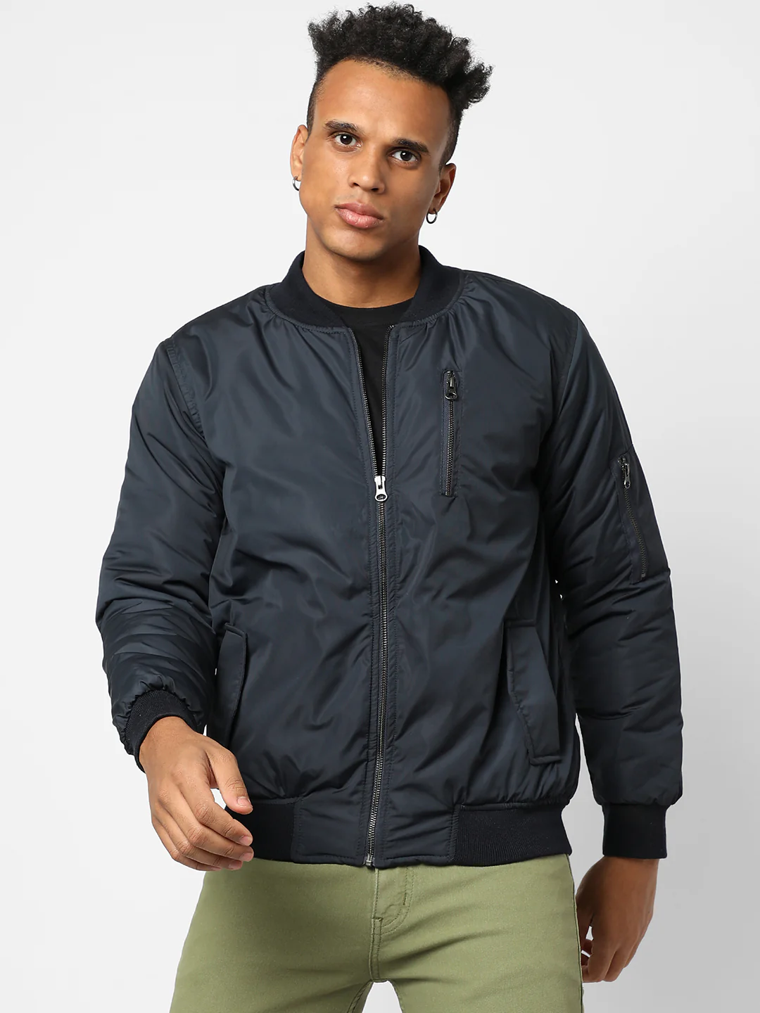 Zip-Front Puffer Jacket With Ribbed Hem - Image 2