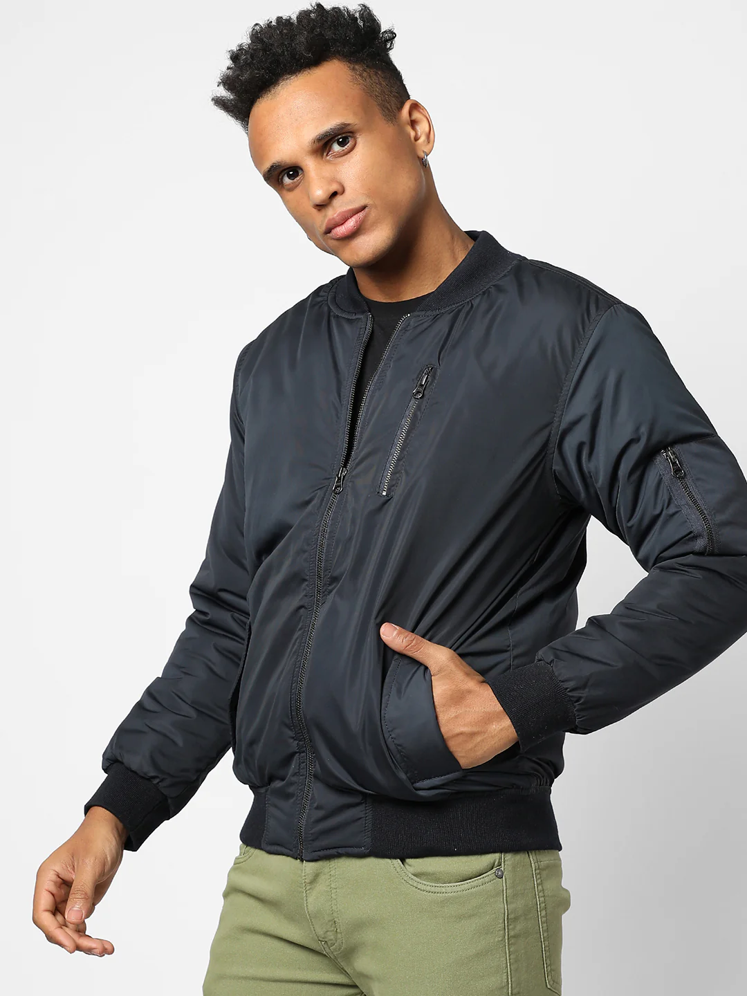 Zip-Front Puffer Jacket With Ribbed Hem - Image 3
