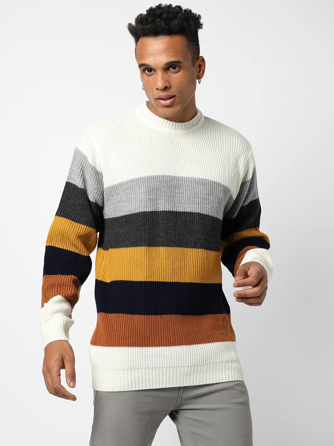 Contrast Panel Pullover Sweater - Image 2