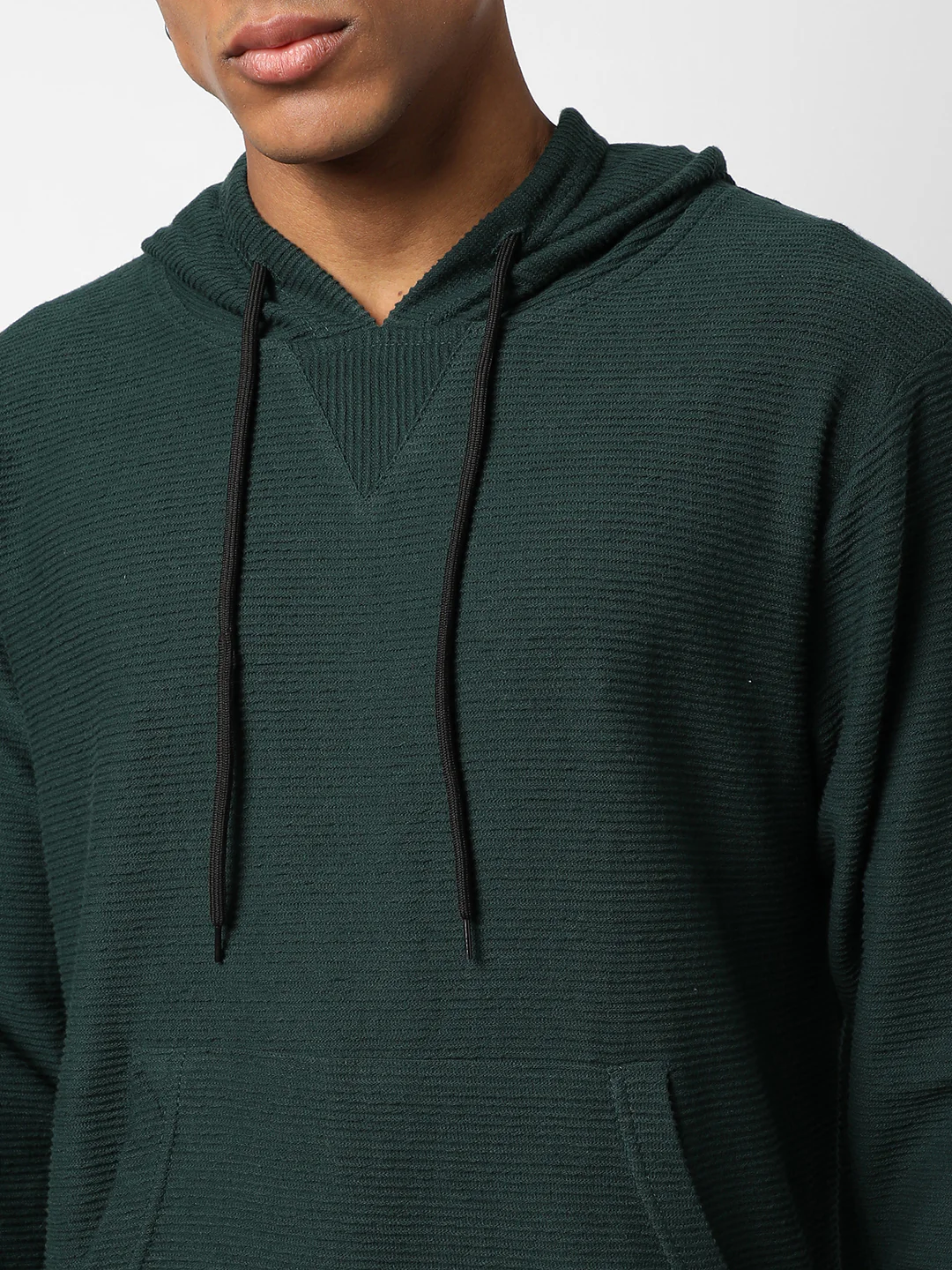 Ribbed Pullover Hoodie With Kangaroo Pocket - Image 7