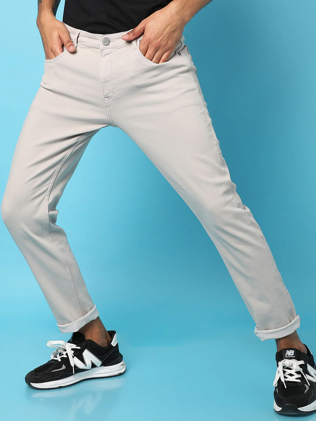 Rolled Hem Denim Jeans - Image 3