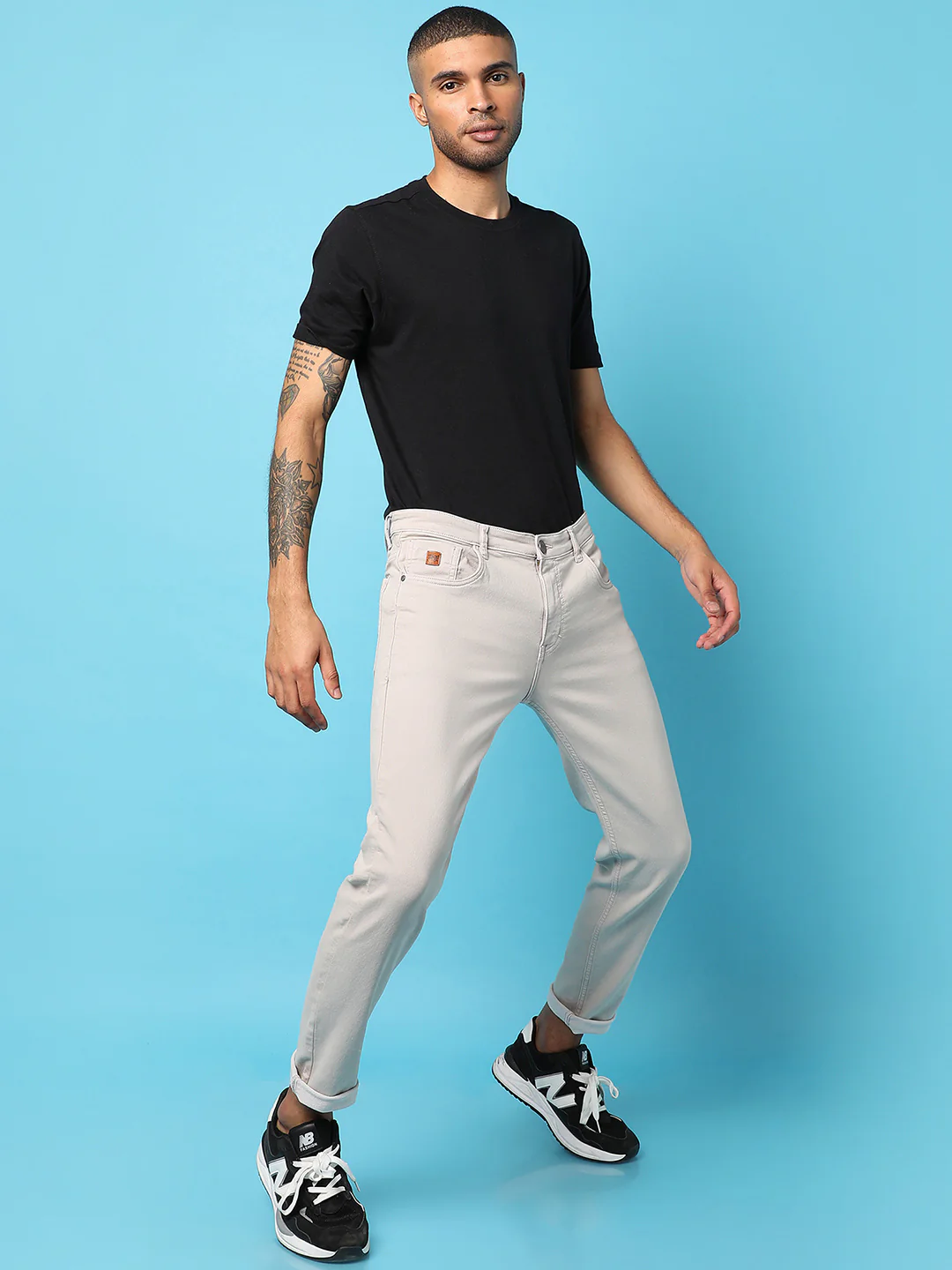 Rolled Hem Denim Jeans - Image 6