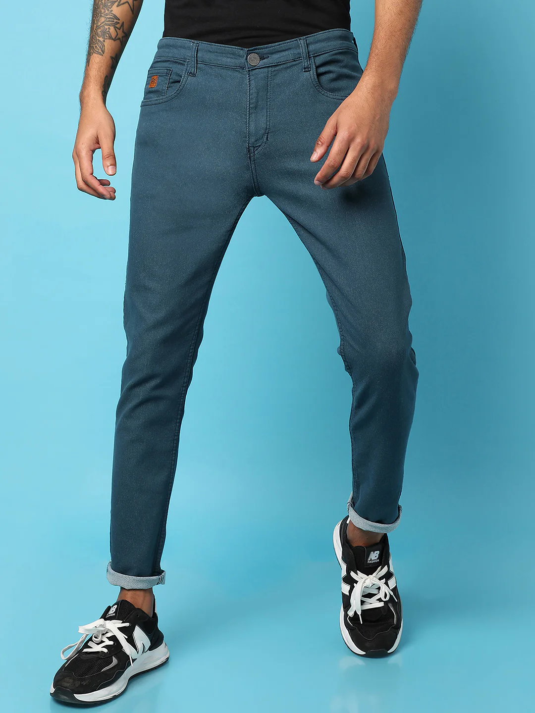 Rolled Hem Denim Jeans - Image 2