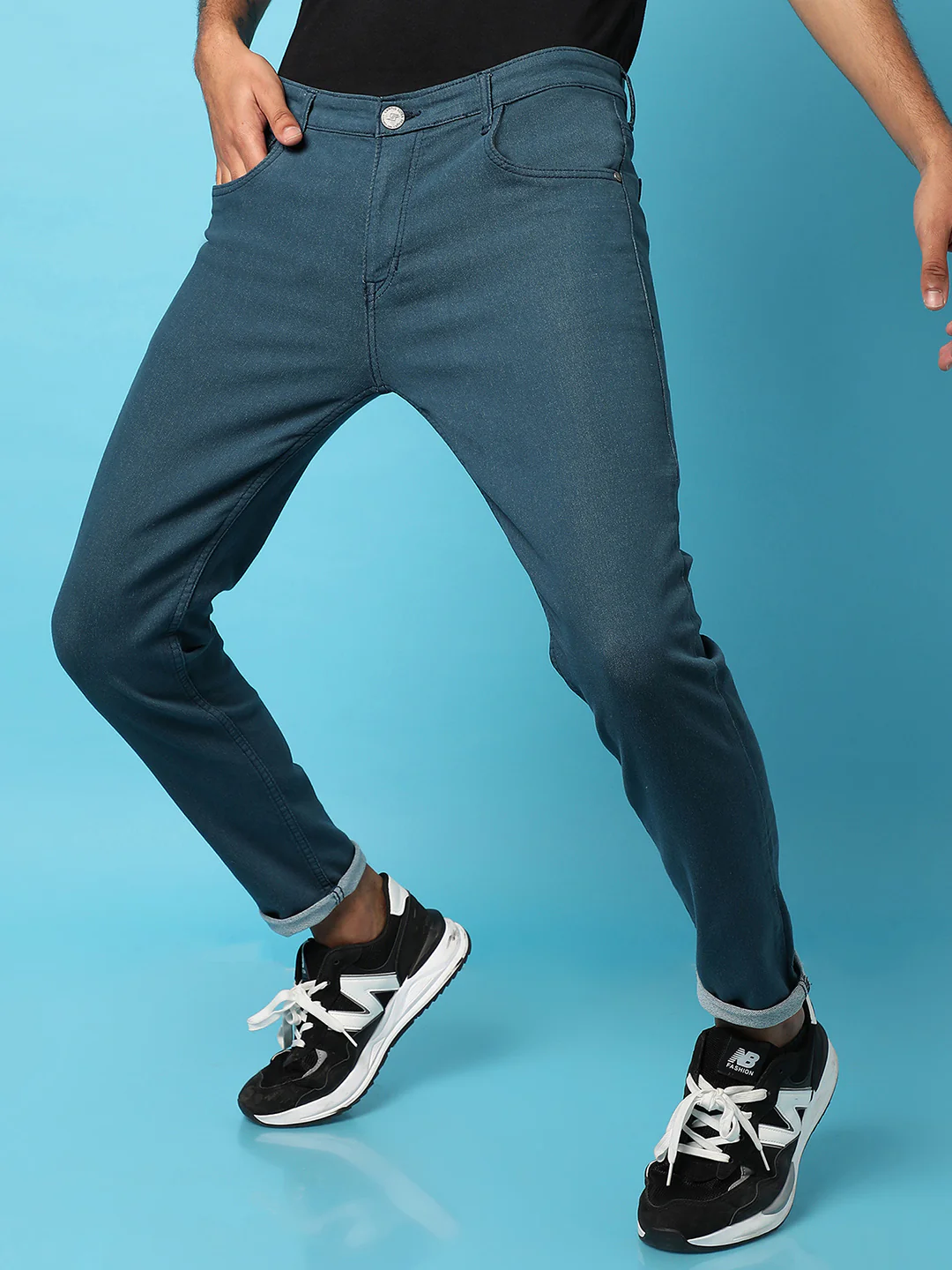 Rolled Hem Denim Jeans - Image 3