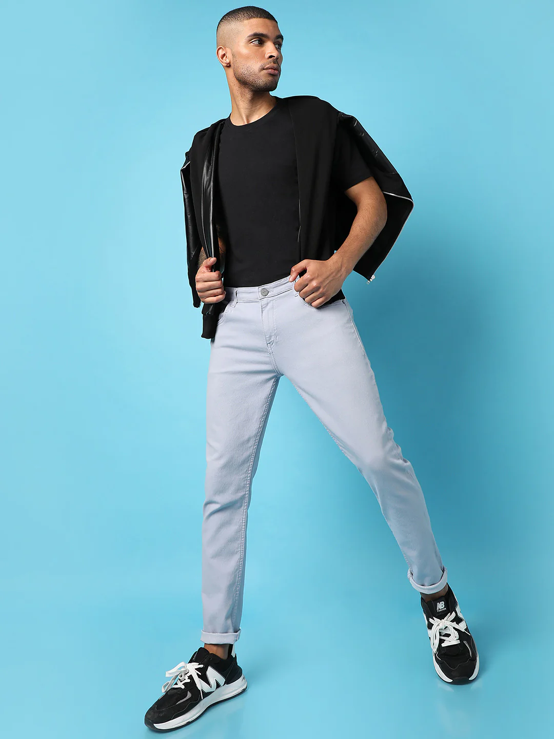 Rolled Hem Denim Jeans - Image 6