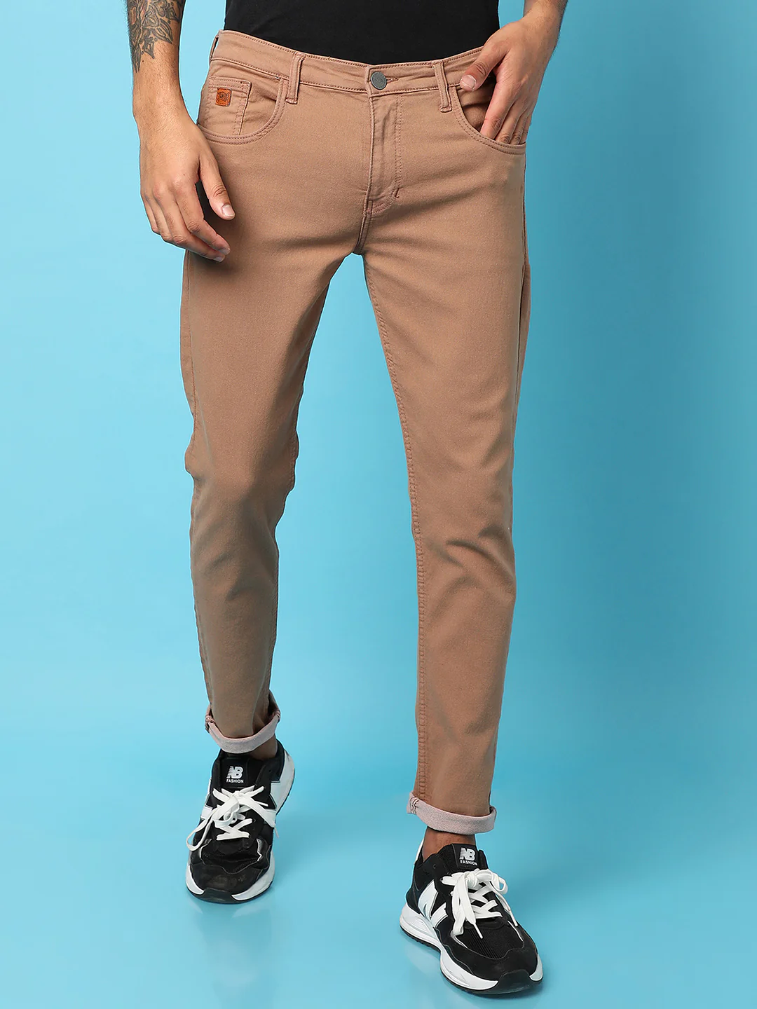 Rolled Hem Denim Jeans - Image 2