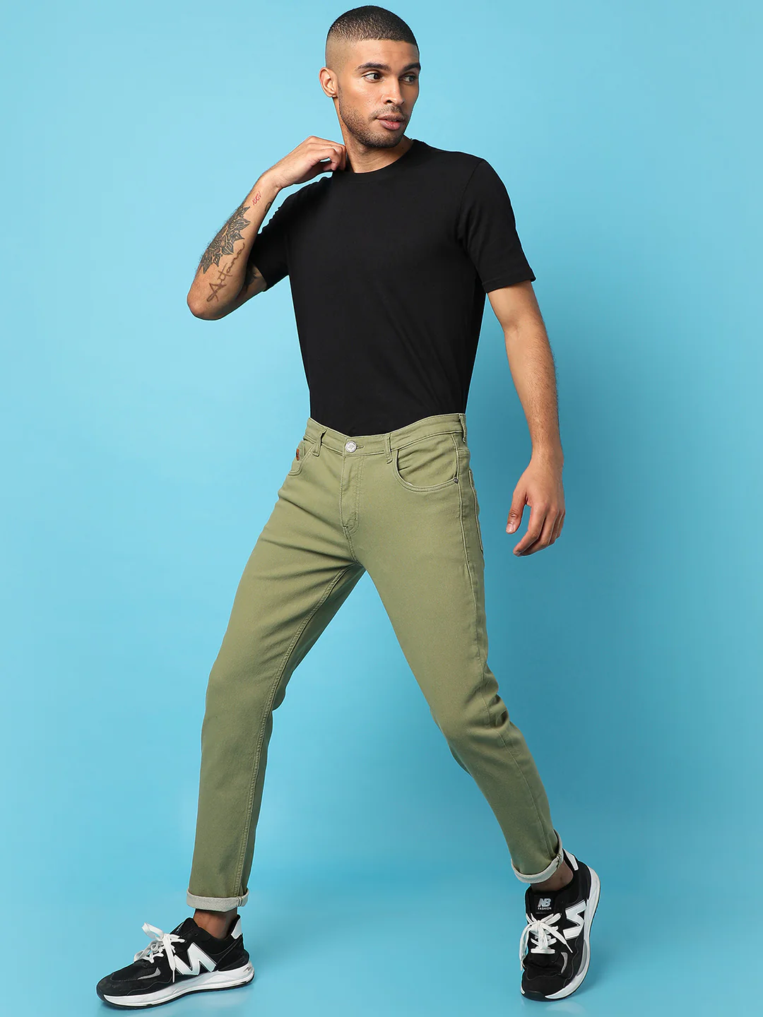 Rolled Hem Denim Jeans - Image 5
