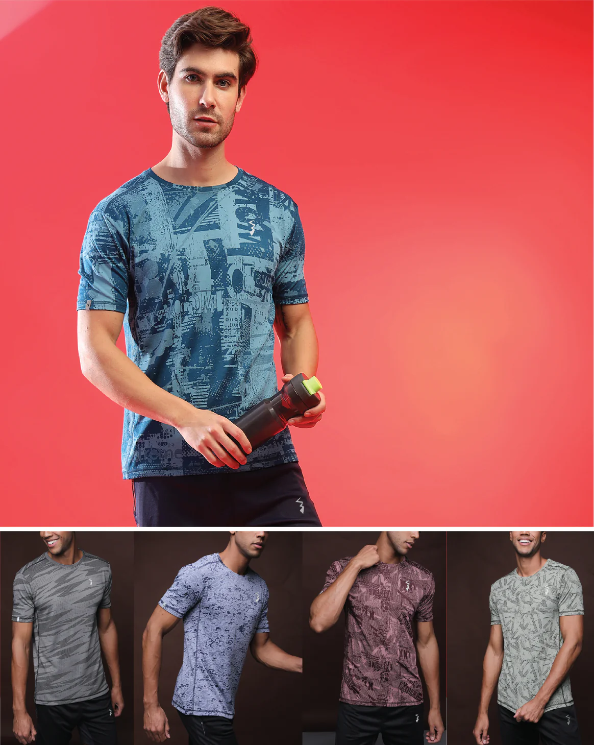 Pack Of 5 Slim Fit Active T-Shirts