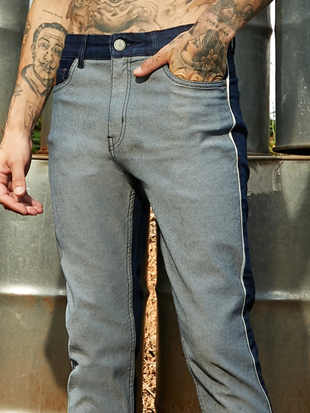 Contrast Back Denim Jeans - Image 7
