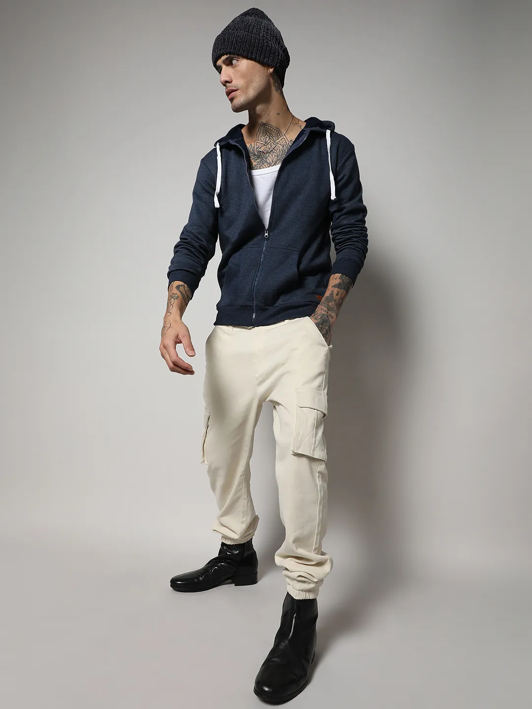 Zip-Front Hoodie With Contrast Drawstring - Image 6