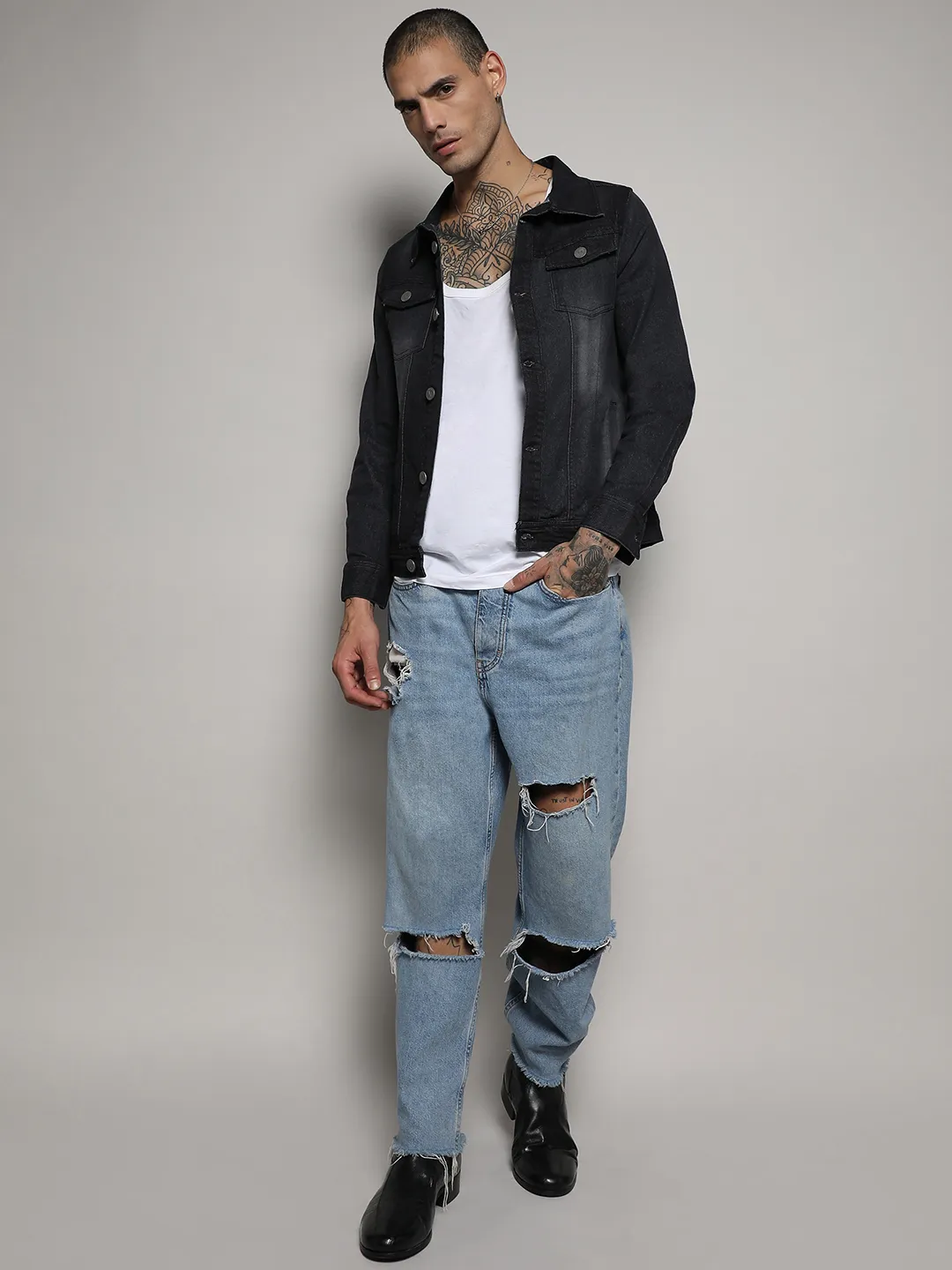 Dark-Wash Denim Jacket With Flap Pocket - Image 5