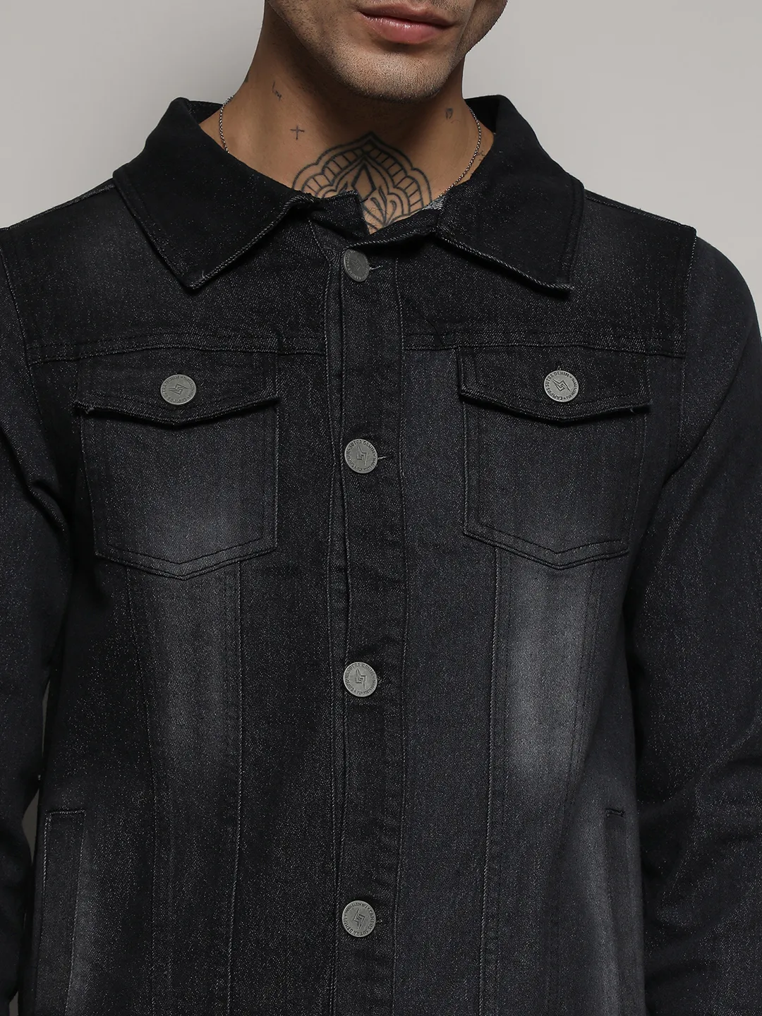 Dark-Wash Denim Jacket With Flap Pocket - Image 7