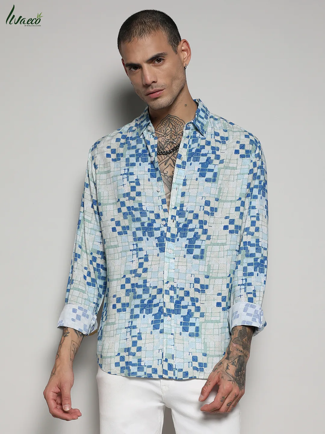Ecoliva Geometric Lined Shirt - Image 2