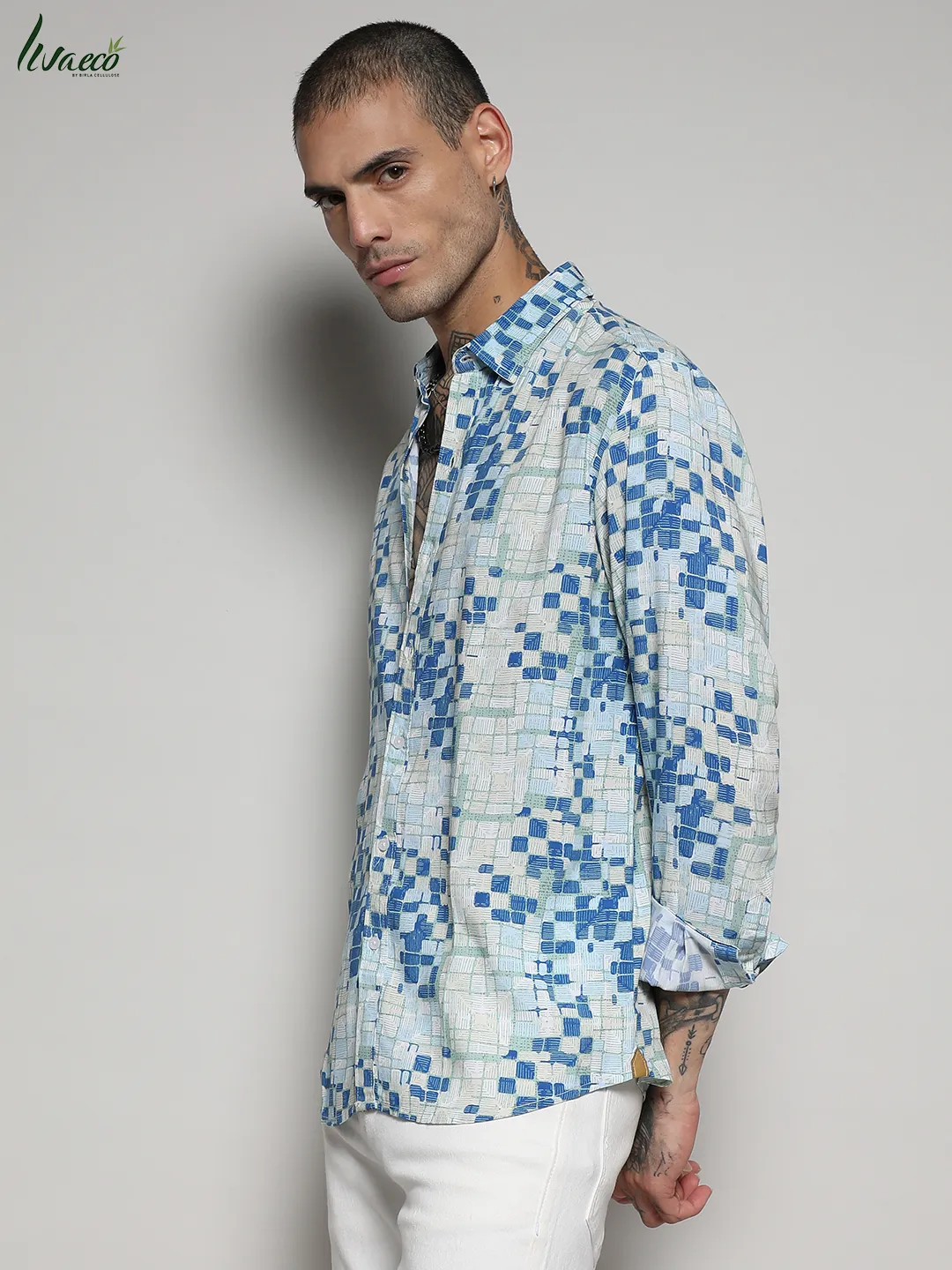 Ecoliva Geometric Lined Shirt - Image 3