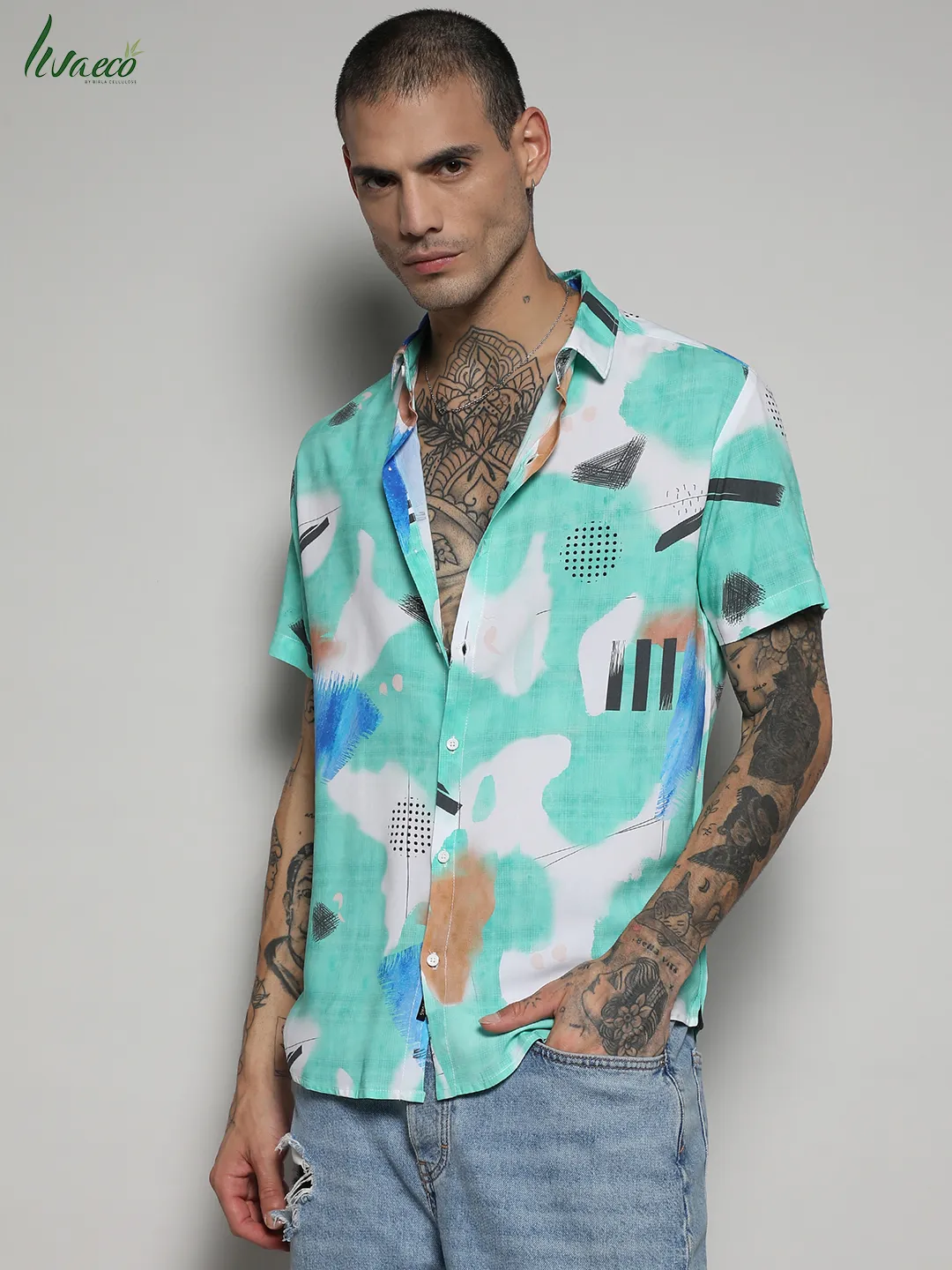 Ecoliva Abstract Strokes Shirt - Image 4