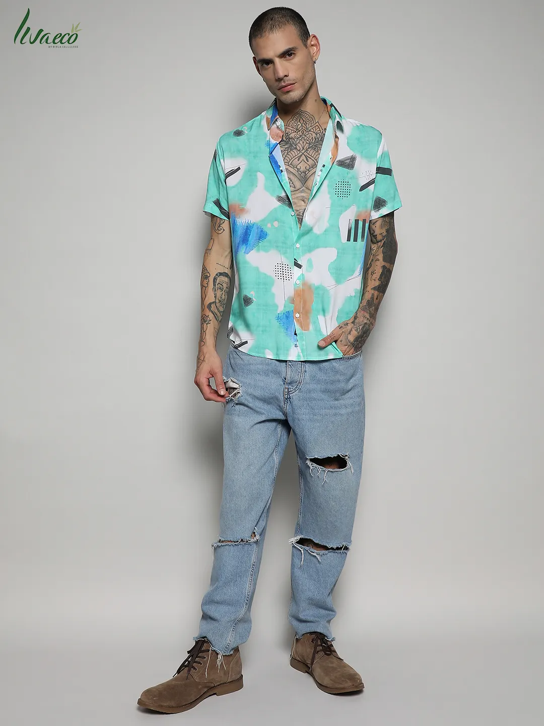 Ecoliva Abstract Strokes Shirt - Image 7