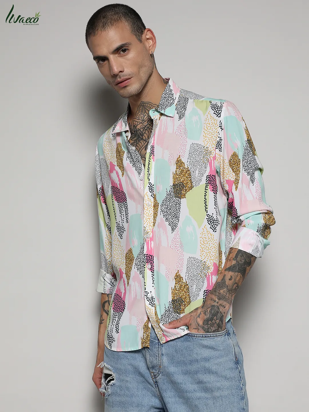 Ecoliva Abstract Dotted Shirt - Image 2