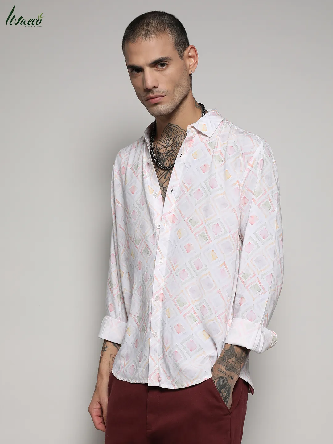 Ecoliva Geometric Strokes Shirt - Image 3