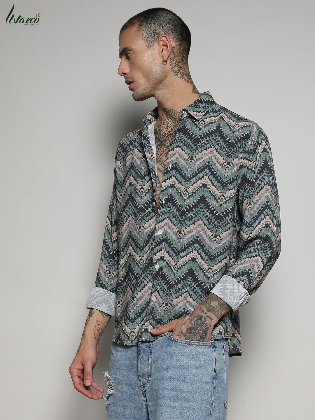 Ecoliva Abstract Zig Zag Shirt - Image 3