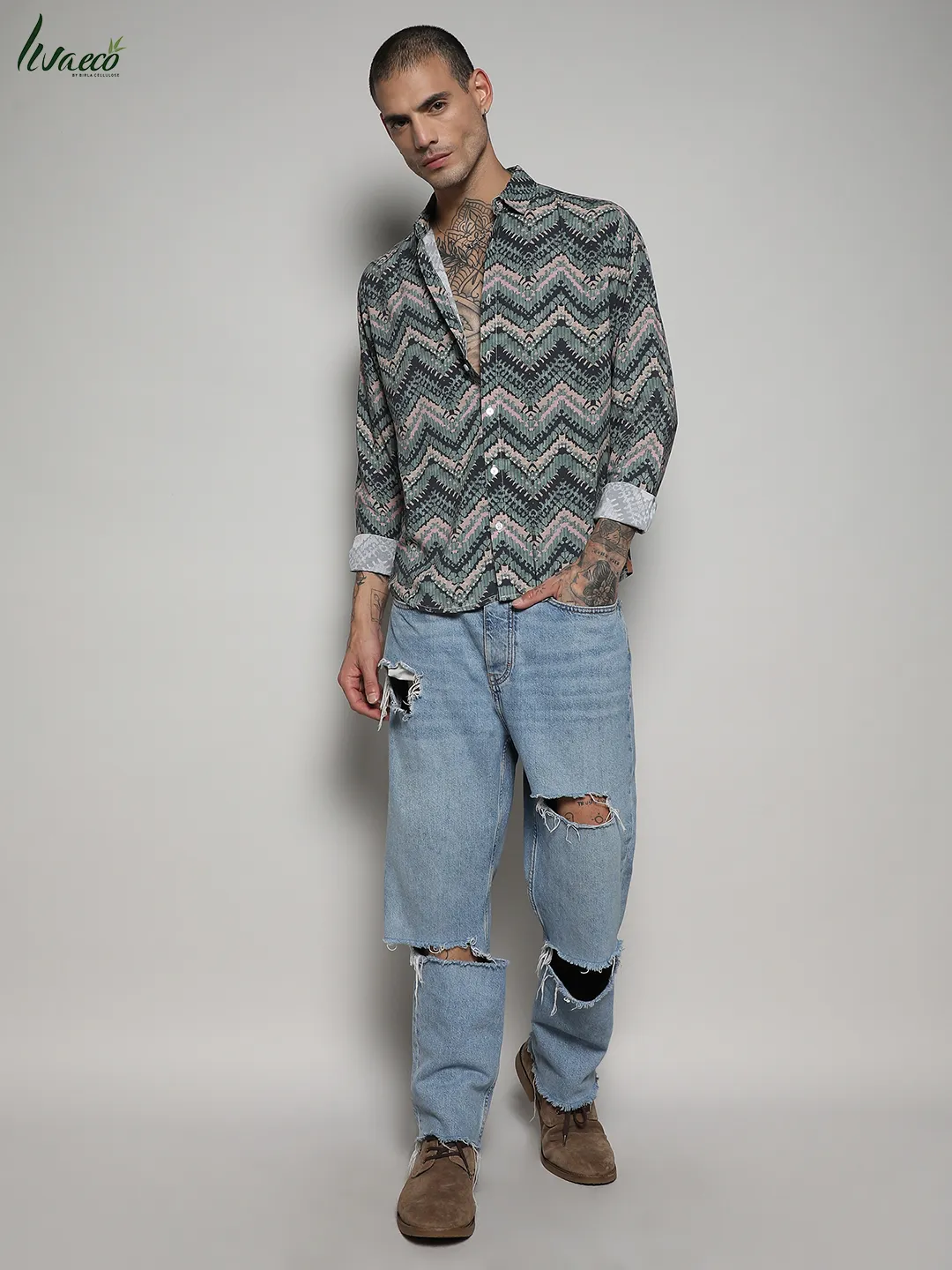 Ecoliva Abstract Zig Zag Shirt - Image 5