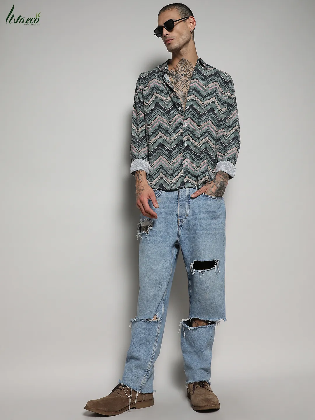 Ecoliva Abstract Zig Zag Shirt - Image 6