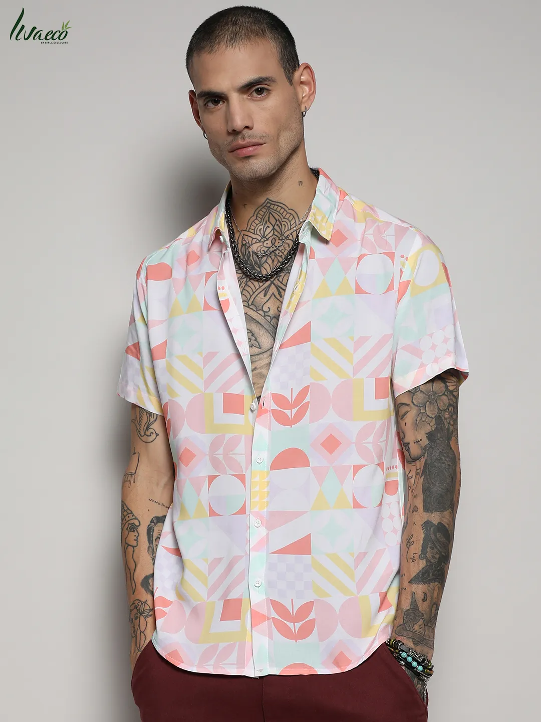 Ecoliva Geometric Floral Block Shirt - Image 2