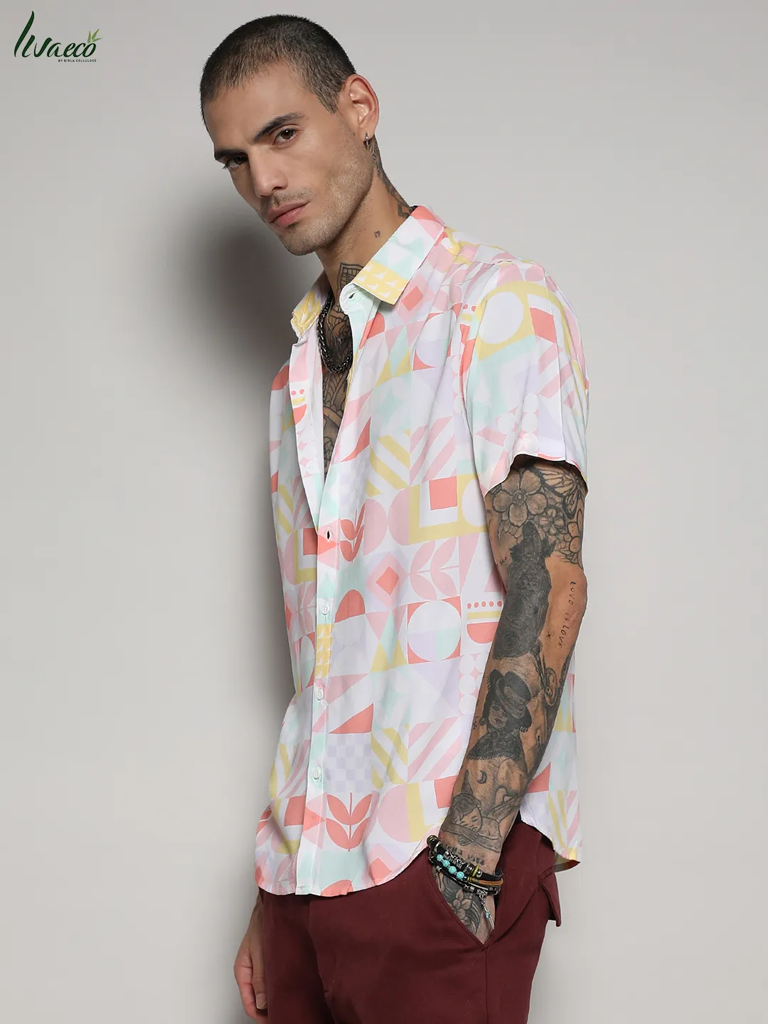 Ecoliva Geometric Floral Block Shirt - Image 3