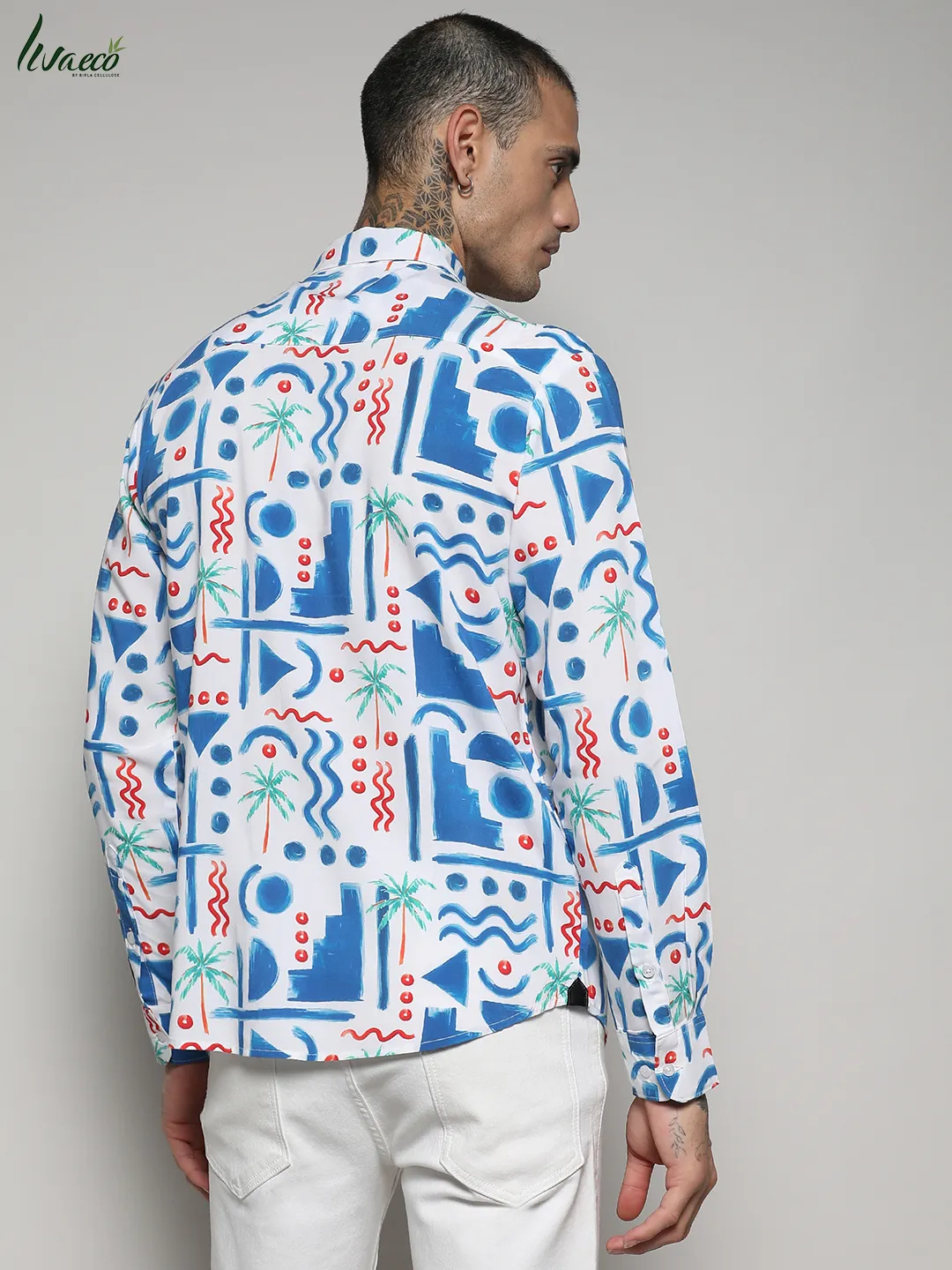 Ecoliva Geometric Palm Tree Shirt - Image 6