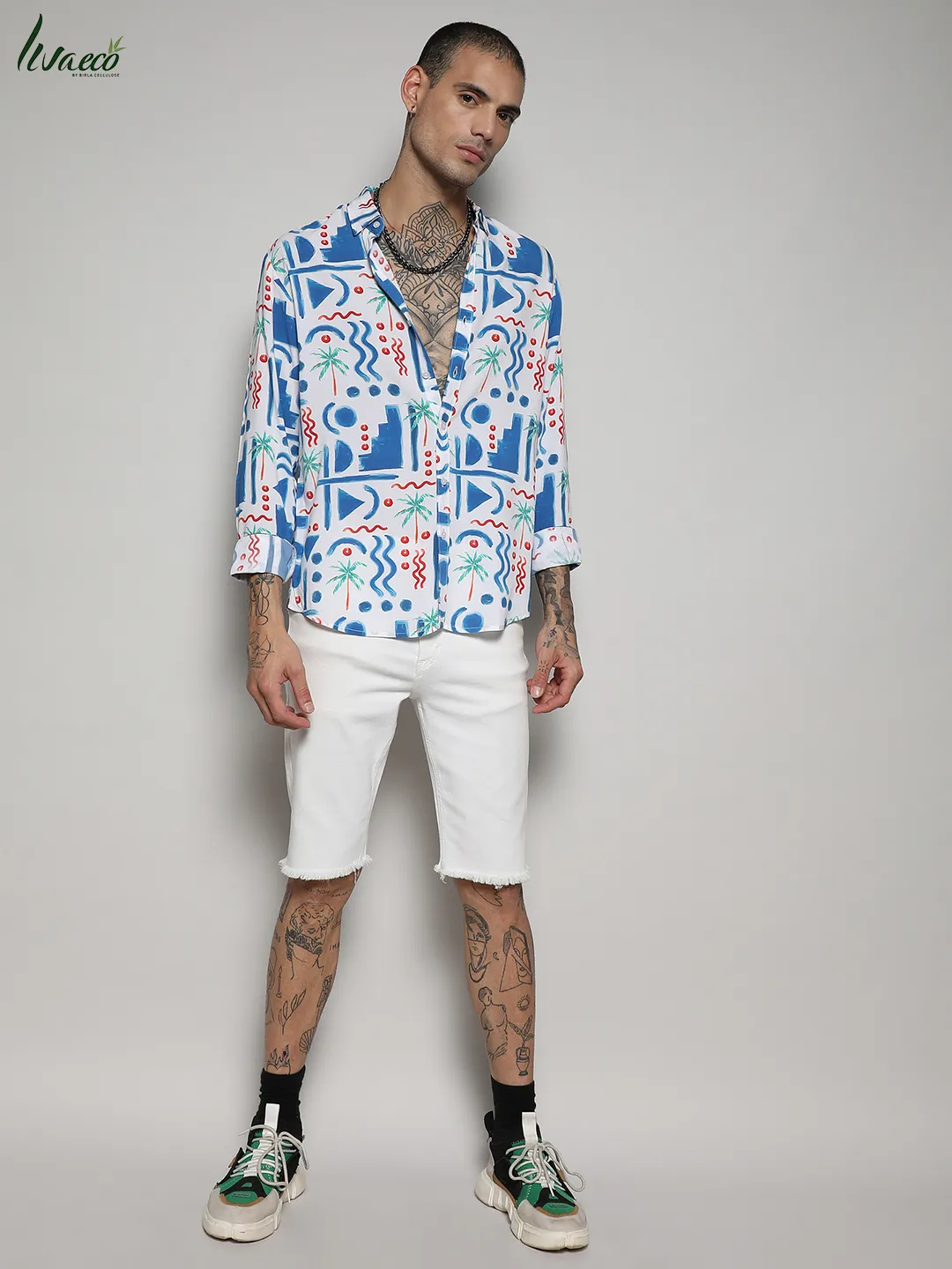 Ecoliva Geometric Palm Tree Shirt - Image 7