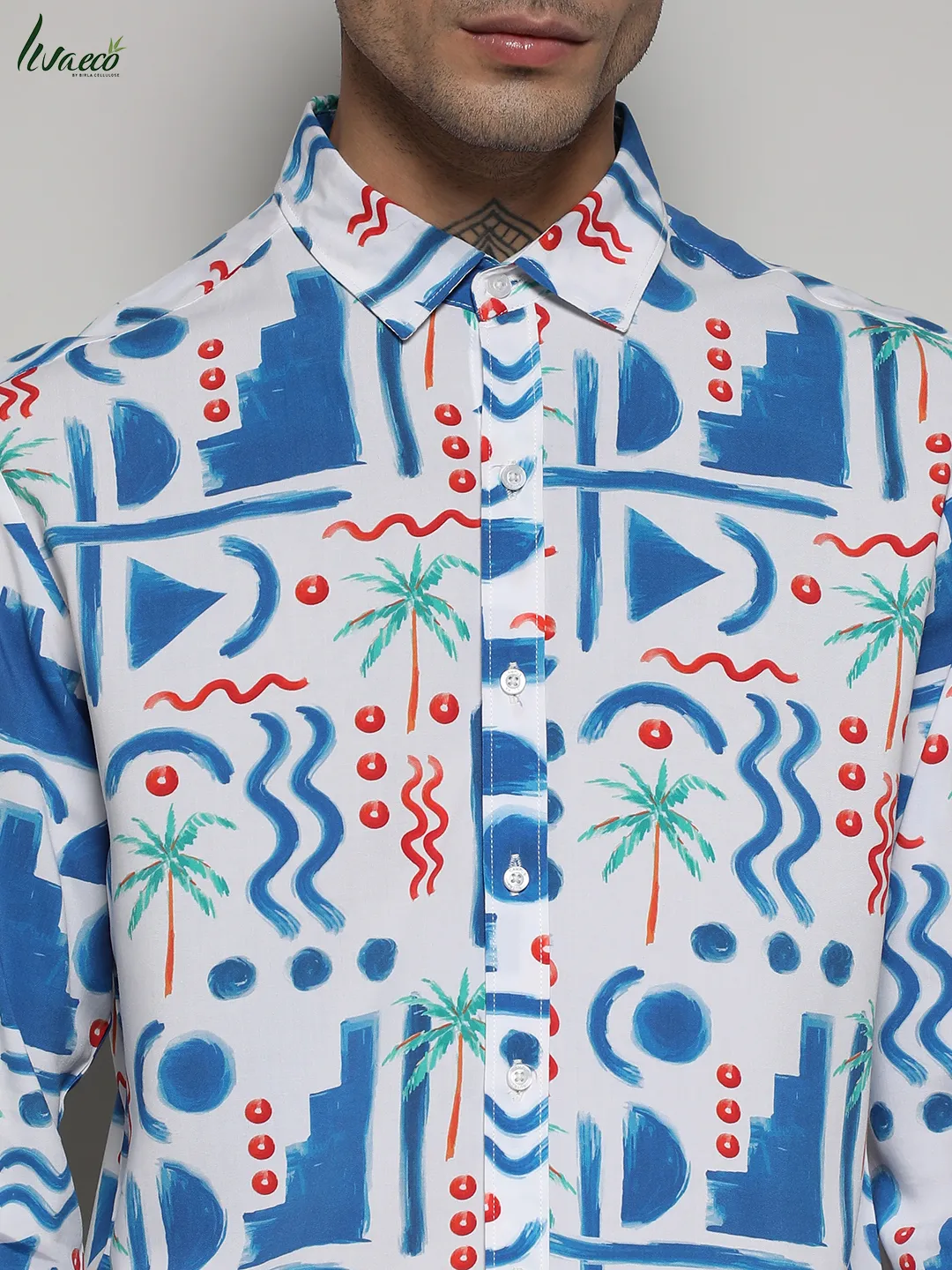 Ecoliva Geometric Palm Tree Shirt - Image 9