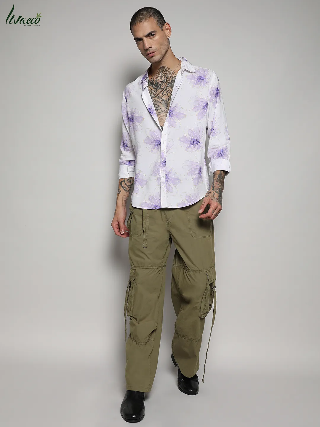 Ecoliva Faded Floral Strokes Shirt - Image 5