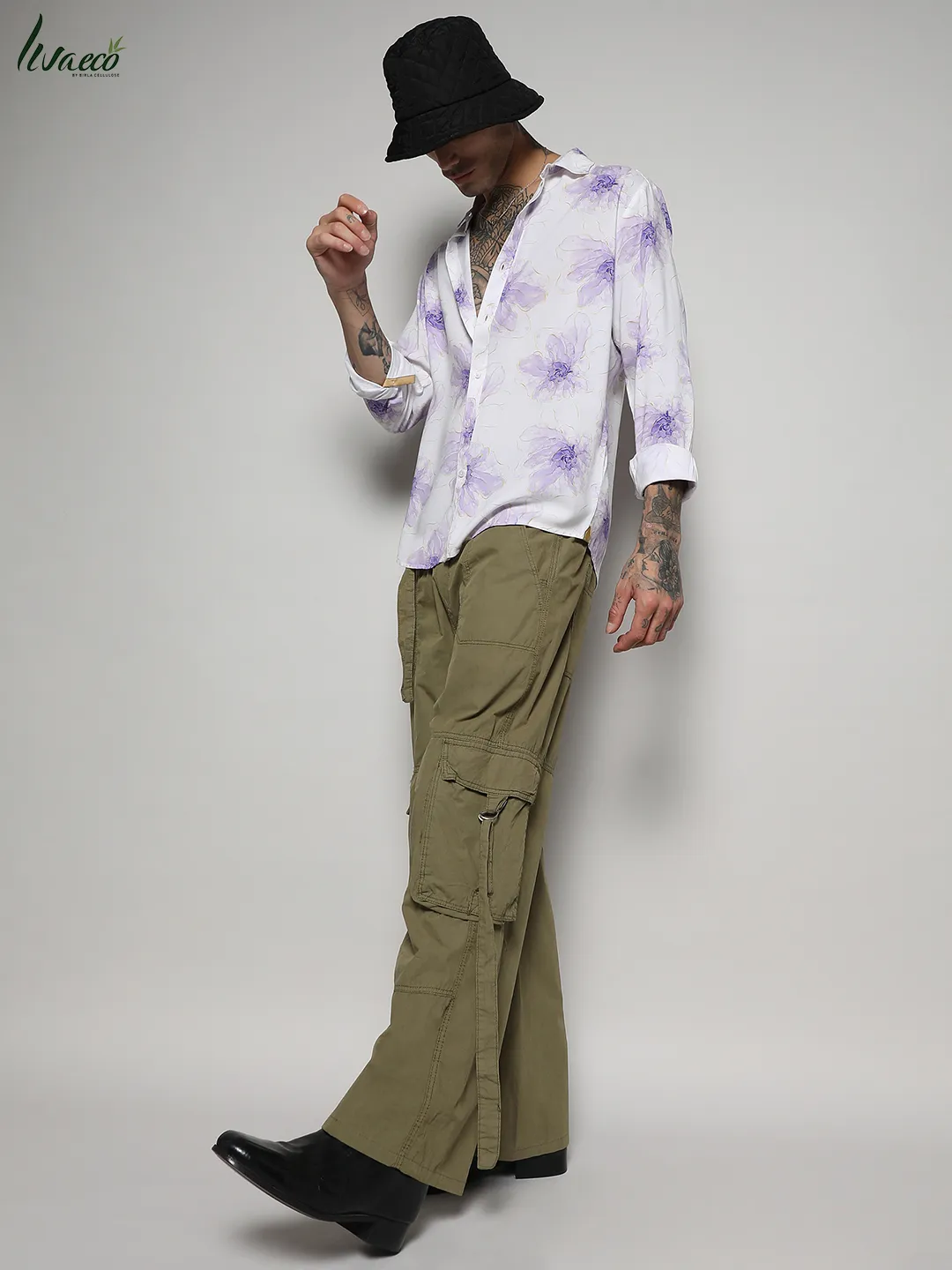 Ecoliva Faded Floral Strokes Shirt - Image 6
